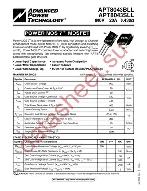 APT8043SLLG datasheet  